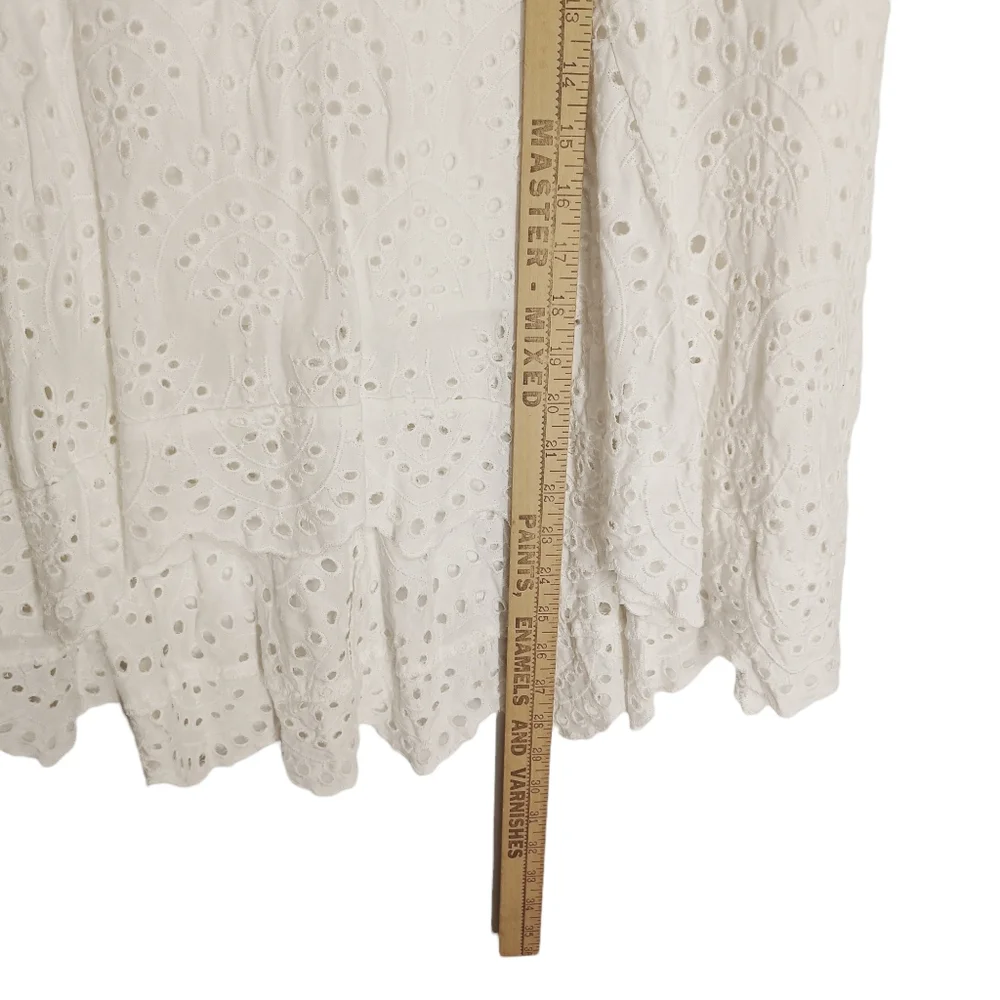 OLIVACEOUS White Floral Eyelet Lace Midi Skirt Large